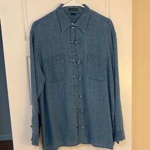 Lauren Jean Company 100% Linen Chambrey Shirt (L)